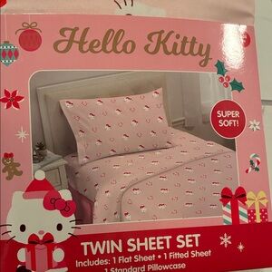 Hello Kitty Twin Sheet Set Pink Christmas